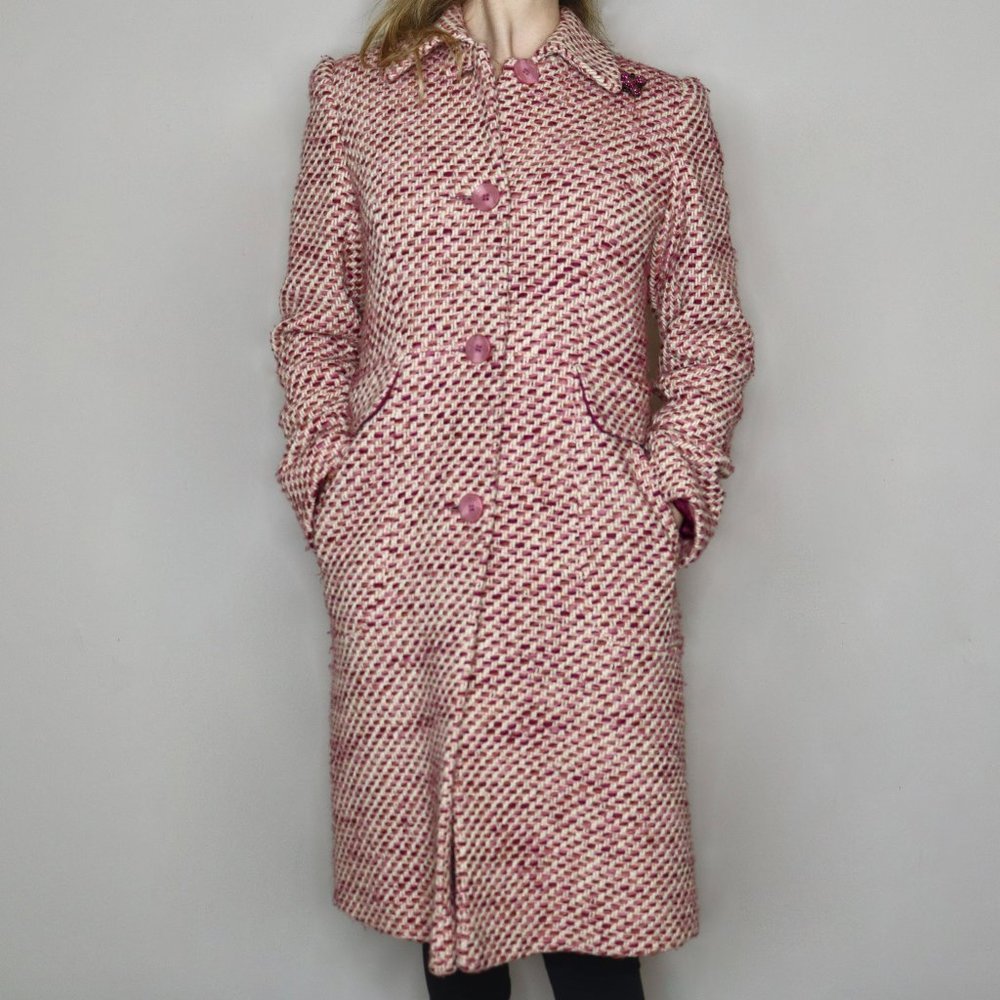 DKNY Woman's Wool Blend Tweed Coat - Size 4